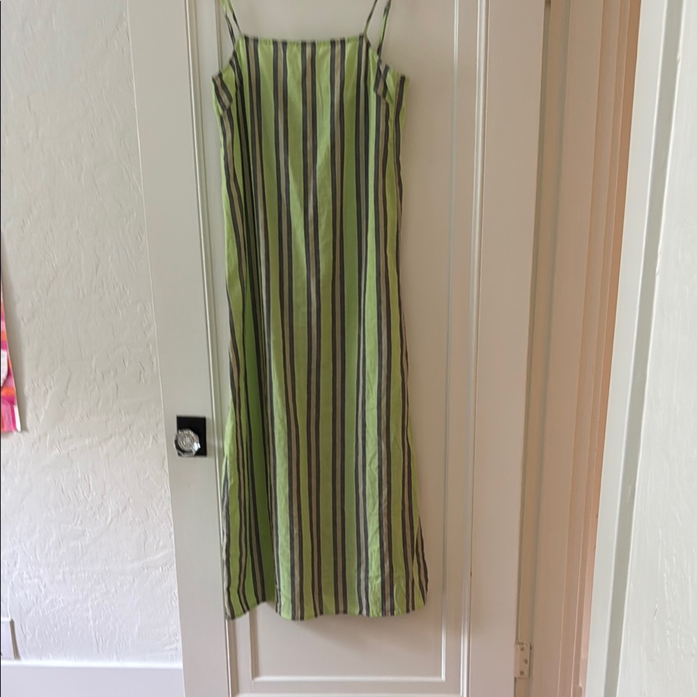 Topshop Cotton/Linen Striped Summer Dress